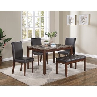 5 Piece Dining Table Set, Kitchen Dinette Set with Faux Marble Top ...
