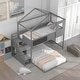 preview thumbnail 18 of 18, Twin over Full House Bunk Bed with Storage Staircase & Doodle Blackboard, Solid Wood Slats Support, Perfect for Kids' Bedroom