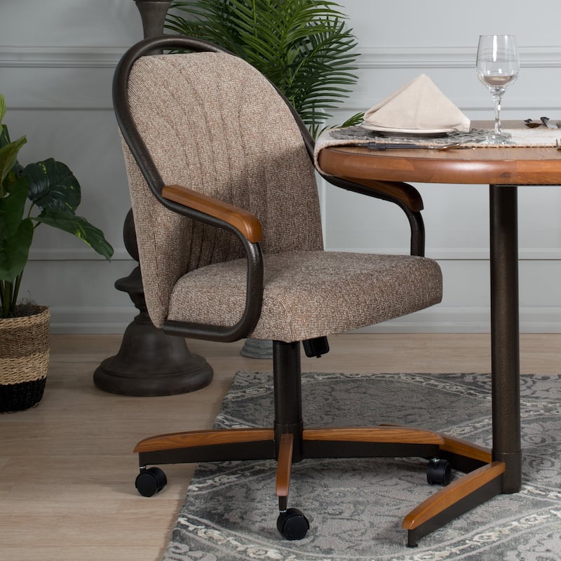 Casual Dining Barell Swivel and Tilt Rolling Dining Chair - 38"Hx221/2"Wx22"D - 38"Hx24"Wx22"D