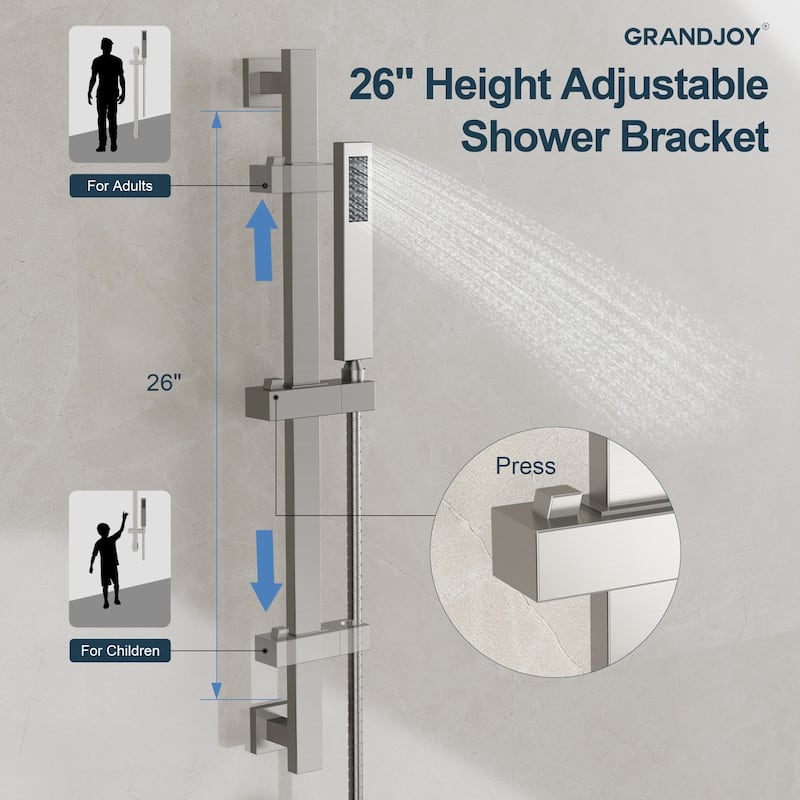 GRANDJOY Shower Faucet Set 10 and 6 inch Wall Mount Rainfall Dual Shower Heads with Handheld Shower Spray Combo High Pressure
