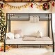 preview thumbnail 1 of 28, Twin XL over Queen Metal Bunk Bed with Ladder and Safety Guardrails,Kids Bed Design Black