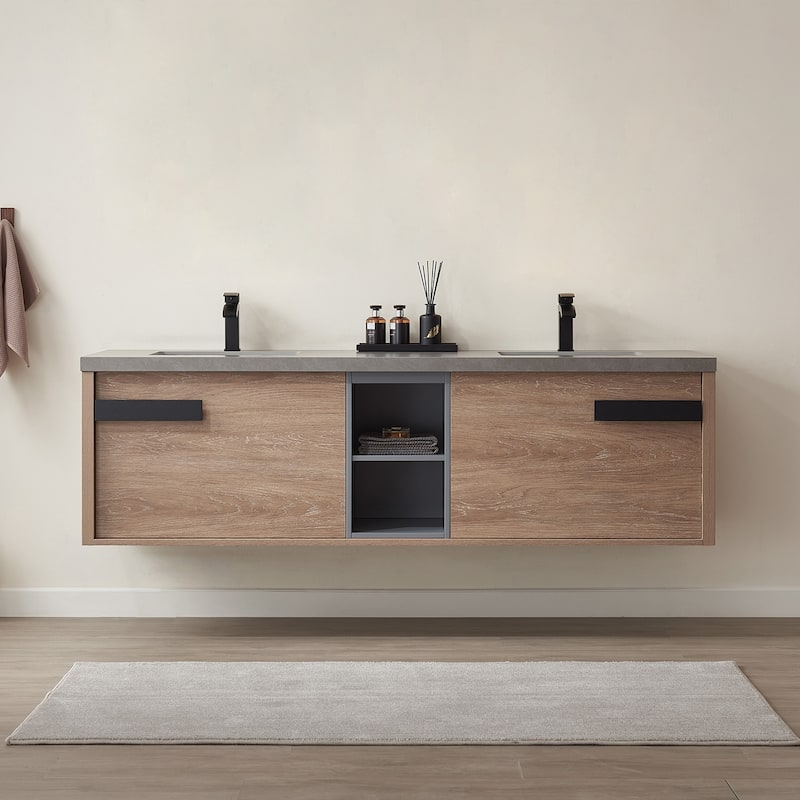Carcastillo 72" Double Wall-Mount Vanity with Stone Top