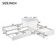 preview thumbnail 21 of 31, L-shaped Platform Bed with Trundle and Drawers Linked with built-in Desk Twin White
