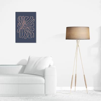 Wynwood Studio Canvas Abstract Lineal Daisy Blue and Dark Blue Modern & Contemporary Wall Art Canvas Print
