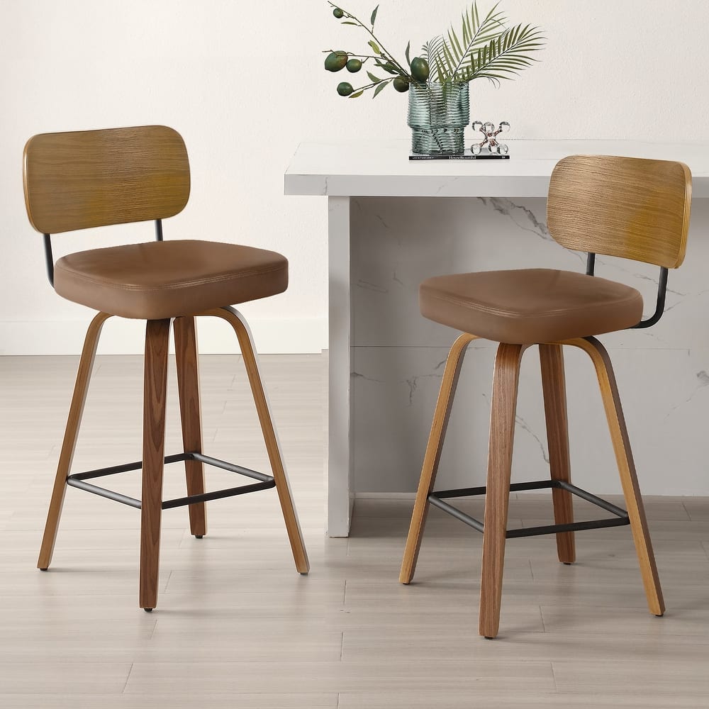 26" Upholstered Swivel Counter Height Bar Stools - 36.4" H x 17.1" W x 20" D