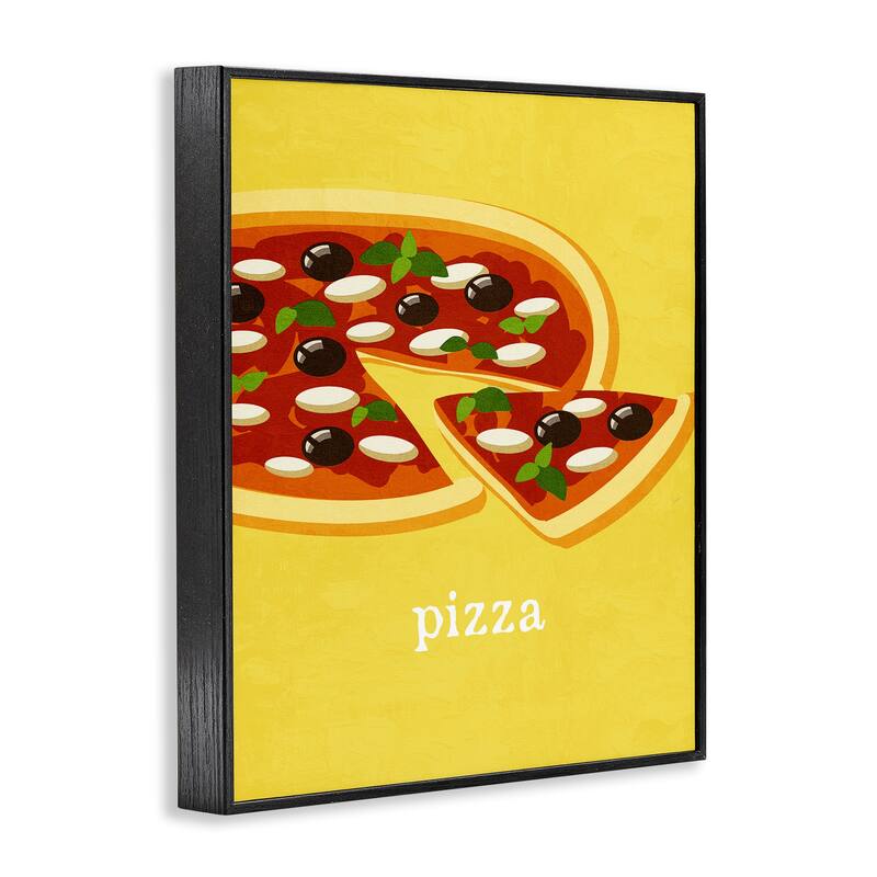 Stupell Delicious Pizza on Yellow Framed Giclee Art Design By Kim Allen