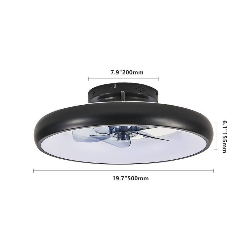 20"LED Ceiling Fan Light-Dimmable&Adjustable Color Temperature,APP & Remote Control,Smart Ceiling Fan(Silent/6-Speed/Reversible)