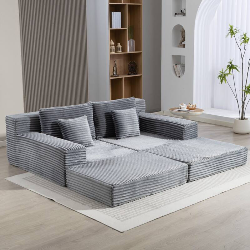 Double Lounge Chaise,Cloud Plush Sofa Bed,Upholstered Boneless Cloud Sofa Deep Seat