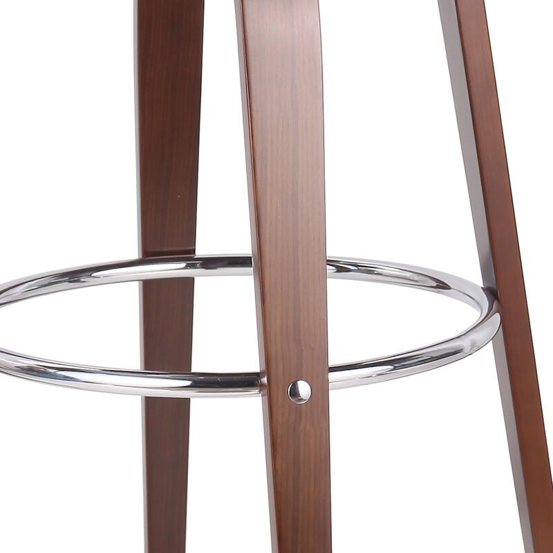 30" Mid-Century Swivel Bar Stool with Leather Seat, Metal Frame, Chrome Footrest, for Bar Dining Room and Living Room