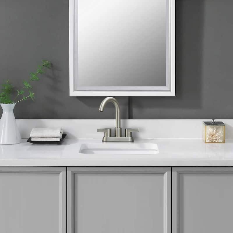 2 Handle 4 Inch Centerset Bathroom Sink Faucet 2 Hole Bathroom Faucet with Supply Hoses Vanity Tap with Overflow Pop Up Drain