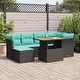 preview thumbnail 12 of 21, vidaXL Patio Sofa Set with Cushions Outdoor Furniture 7 Piece Poly Rattan 21.7" x 24.4" x 27.2" - Black with storage