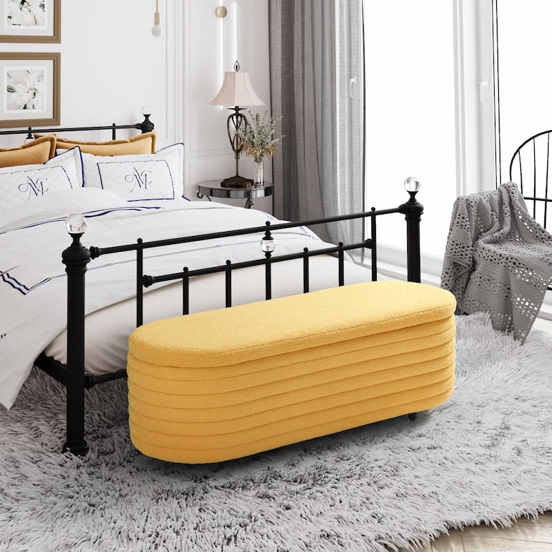 Bayville Sherpa Polyester Flip Top Storage Ottoman - 54" - Sunset Gold