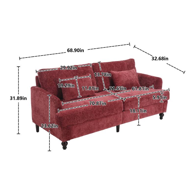 Modern chenille Fabric Loveseat