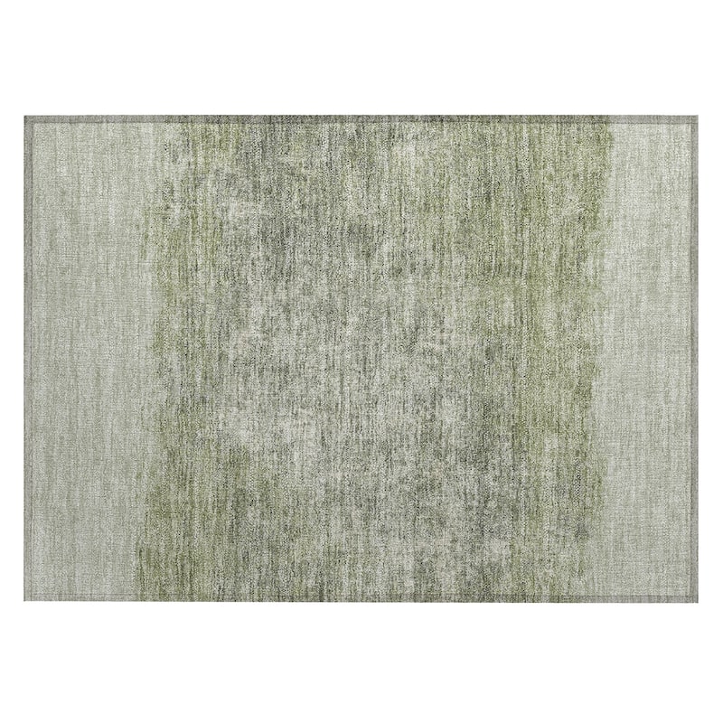 Machine Washable Indoor/Outdoor Border Ombre Chantille Rug