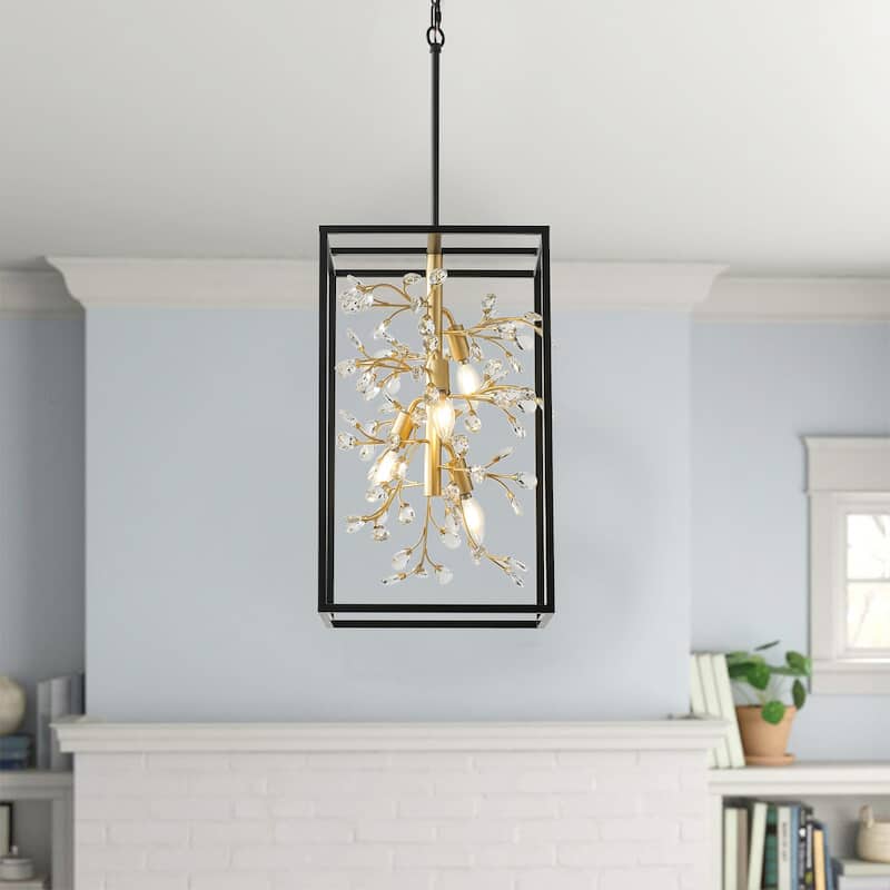 Modern Crystal Pendant Light Kitchen Island Lighting with Metal Frame