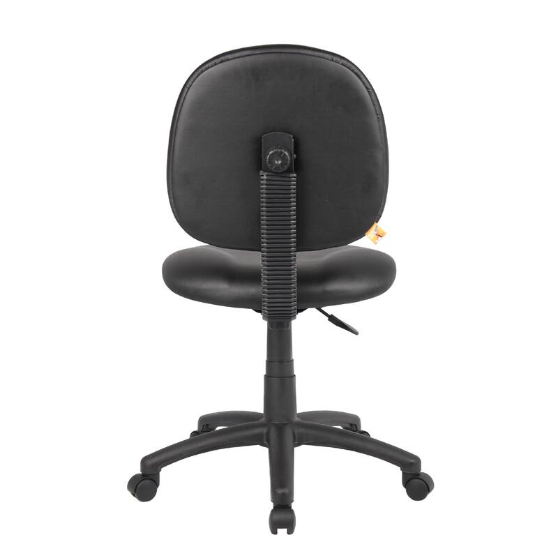 Nate Swivel Task Chair with Contour Back, Caster Wheels, Black Vinyl