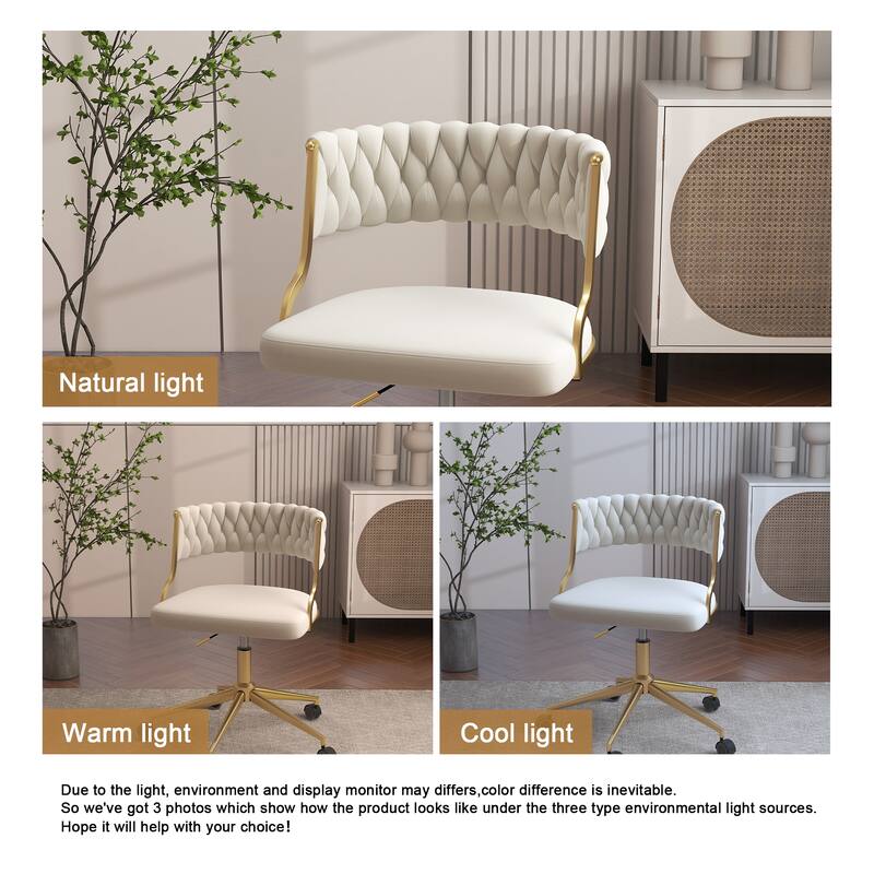 Velvet Home Desk Chair Office Swivel Chair with Wheels and Gold Base