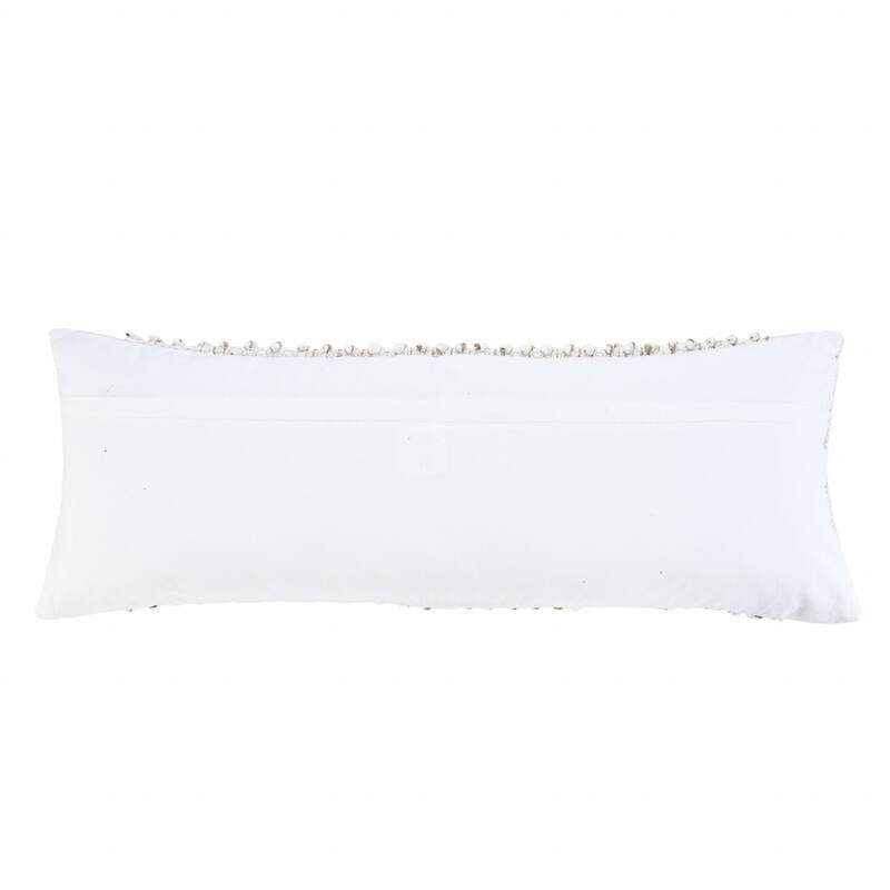 HomeRoots 14" X 36" White And Tan 100% Cotton Abstract Zippered Pillow
