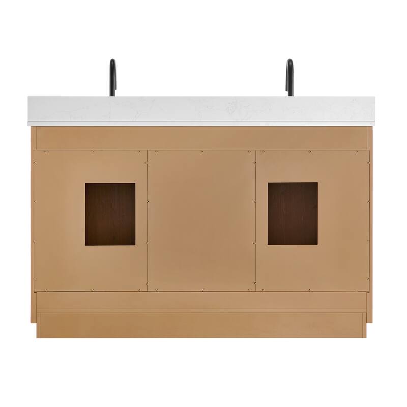 Altair Gavino Bath Vanity with Grain White Composite Stone Top and Mirror