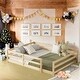 preview thumbnail 2 of 10, Natural Floor Bed with Fence,Wood Kids Bed,Full Size