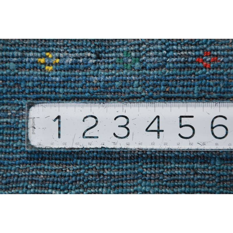 Hand Knotted Oriental 100% Wool Carpet Tribal Tribal Navy Blue & Blues Gabbeh Area Rug - 9' 10'' X 7' 10''