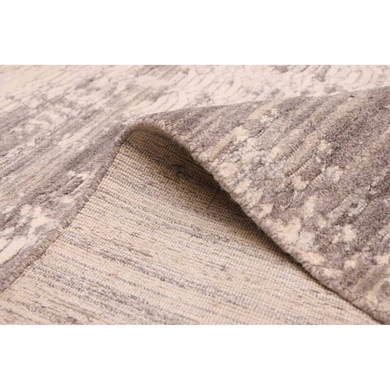 ECARPETGALLERY Hand Loomed Elysian Dark Grey Wool Rug - 7'10 x 8'0