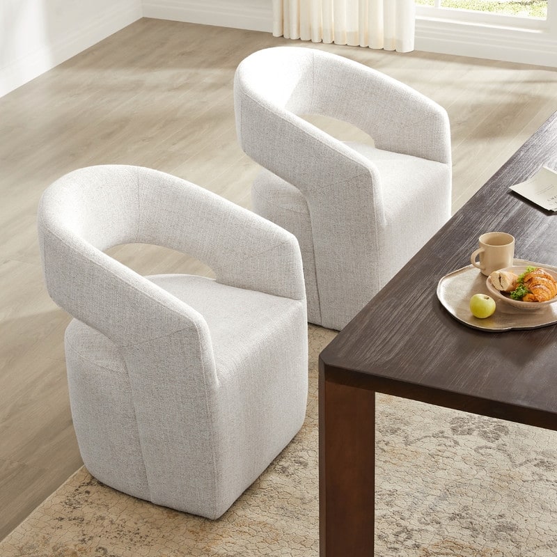 Spruce & Spring Modern Barrel Dining Chair with Casters Rolling Accent Chair