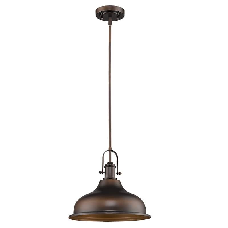 HomeRoots Antique Bronze Hanging Light with Dome Shade - 14.5' X '13' X '14.5