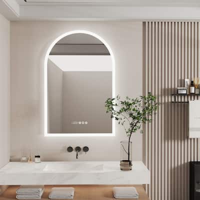 36" x 24" Backlit Smart LED Bathroom Mirror Arched Dimmable Anti-Fog - 24"x36"