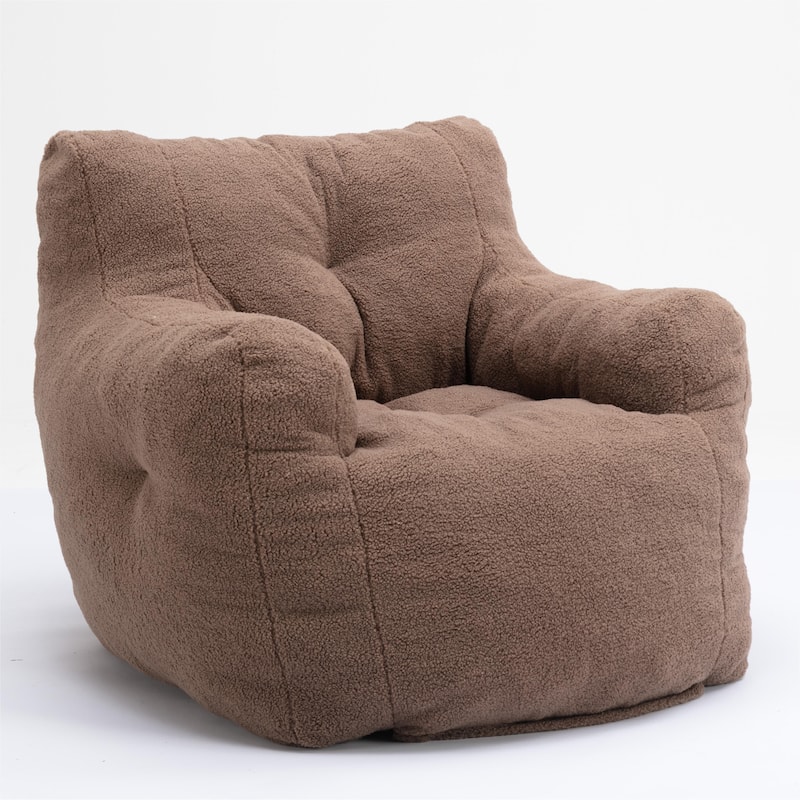 Anmytek Plush Comfy Tufted Teddy Fabric Foam Bean Bag Chair for Living Room Bedroom