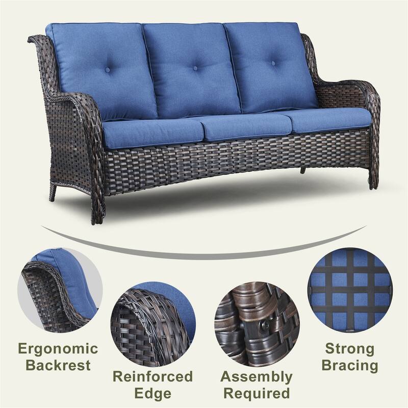 Gymojoy Outdoor Sofa Chair Ottoman Seating with Cushions