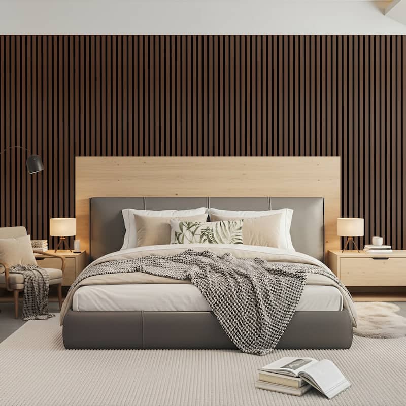 93.5" x 7.9" Wood Slat Acoustic Wall Panels for Ceiling and Wall Decor, 4-Pack (21 sq ft)