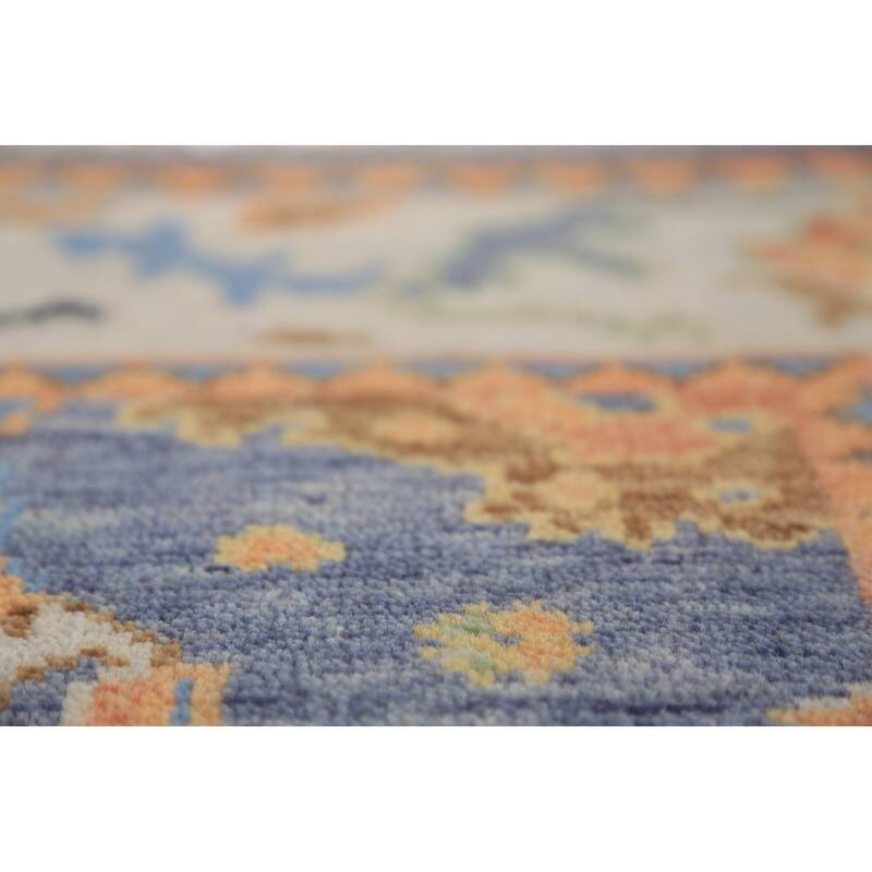 Blue Oushak Oriental Rug Hand-Knotted Transitional Wool Carpet - 4'1"x 5'10"