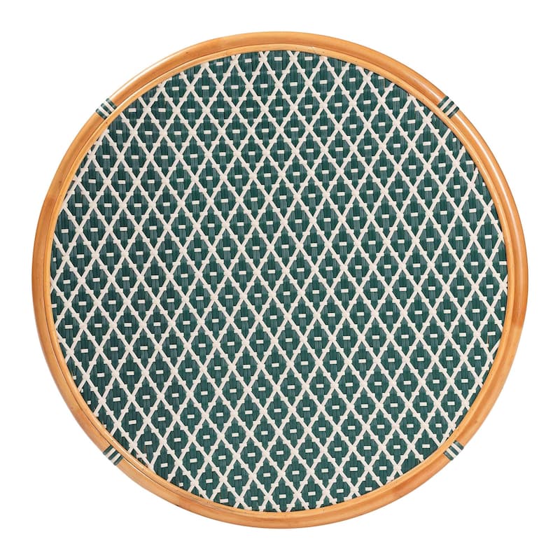 Mattie Natural Rattan Round Bistro Dining Table - Handwoven Cafe-Style Accent Table for Kitchen or Indoor/Outdoor Lounge
