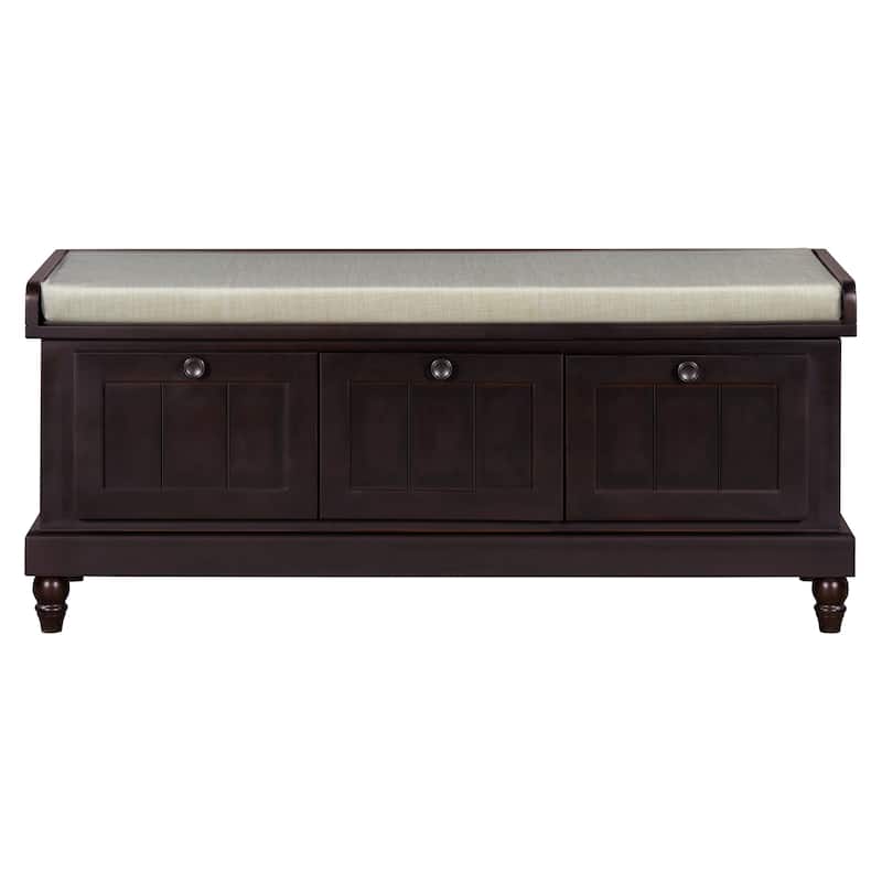 Shoe Bench with Lift Top Cushion Seat & Hidden Space, Entryway Shoe Storage Bench with 3 Drawers, Bedroom End of Bed Bench