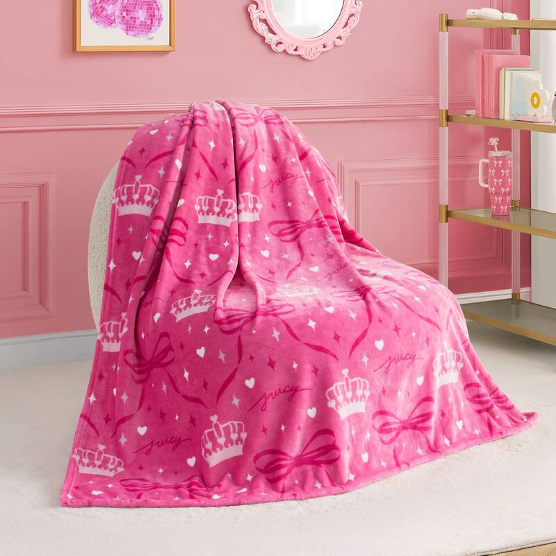 Juicy Couture 50"x70" Plush Kids Throw Blankets - 50" x 70" - Hot Pink