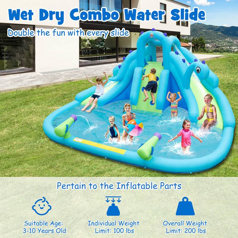 Gymax Inflatable Water Slide Blowup Water Park w/ Dual Slides Without