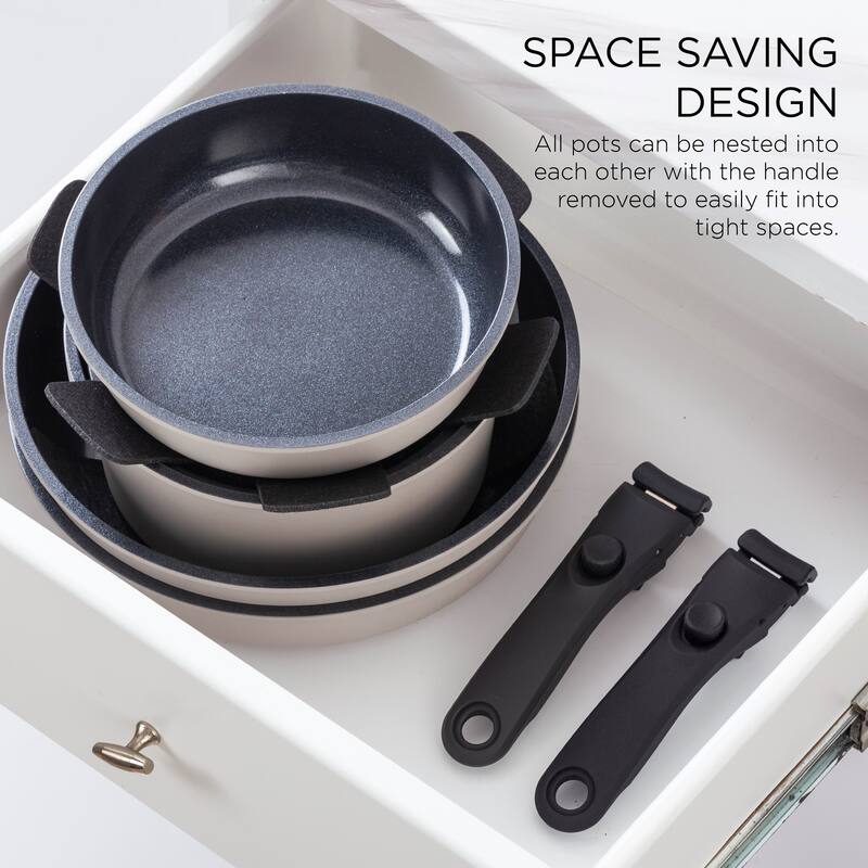 Country Kitchen 16 Piece RV Cookware Set Ceramic with Removable Handle Oven Safe
