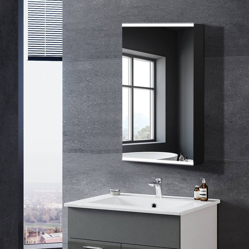 Bathroom LED Rectangular Aluminum Surface Mount Medicine Medicine Cabinet With Adjusted Glass shelves