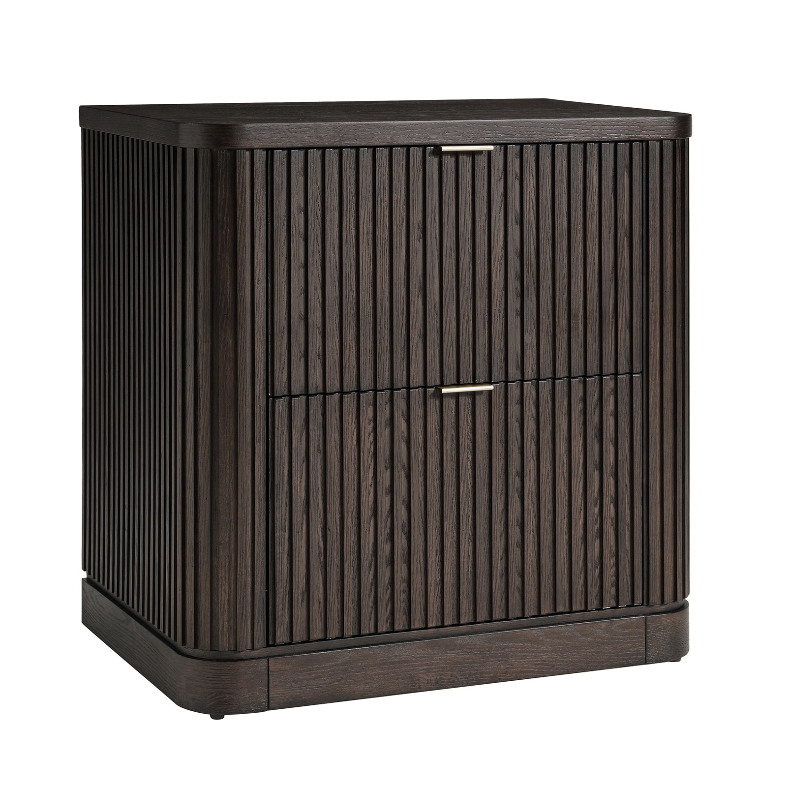 Emmanuel Modern 28.5" Fluted File Cabinet Oak Veneer 2-Drawer Independent Locking By HULALA HOME