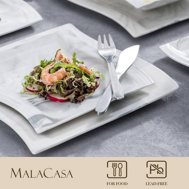MALACASA Flora 60-Piece Porcelain Dinnerware Set, Service for 12