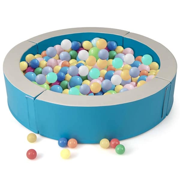 slide 2 of 20, Costway 44.5" x 10" Baby Ball Pit Detachable Foam Ball Pit with 50 Blue