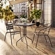 preview thumbnail 25 of 35, 23.5" Square Glass Metal Table with 2 Metal Aluminum Slat Stack Chairs