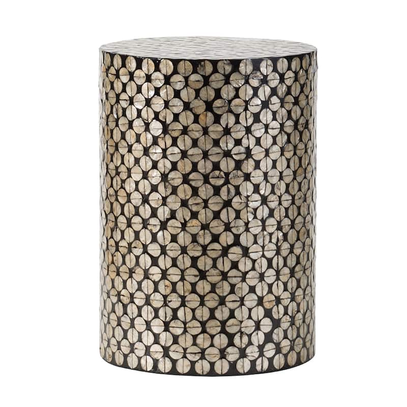 Natural Shell Circle Accent Stool - 13.75" - Gold and Black