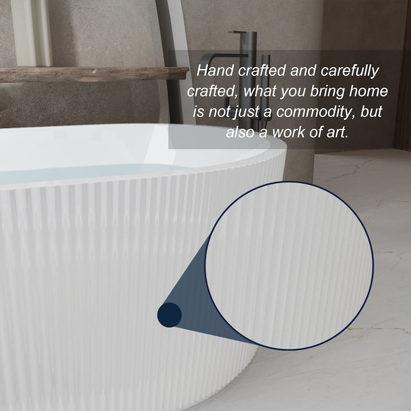 59"Linear AcrylicFreestanding Bathtub Stand Alone Soaker Tub