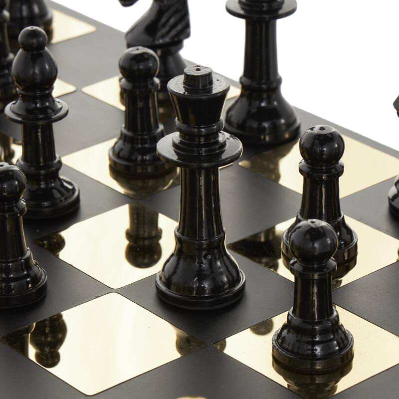 Aluminum Metal Chess Game Set - Gold or Black - Roche River Decor