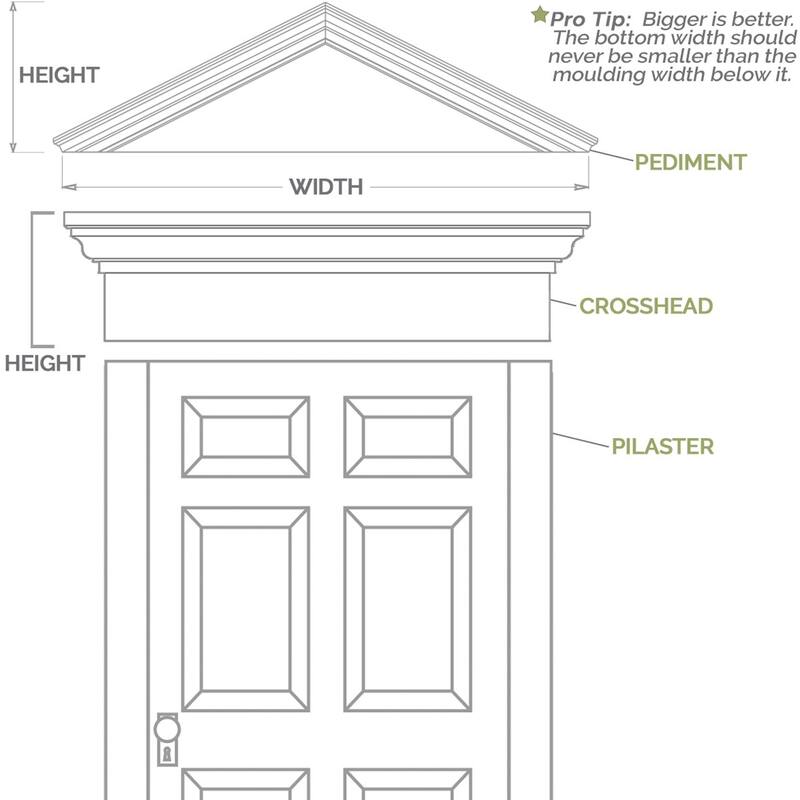 55 5/8"W x 12 7/8"H x 16 1/2"OH x 4 1/2"P, Pitch 6/12 Acorn Pediment - 55 5/8"W x 12 7/8"H x 16 1/2"OH x 4 1/2"P