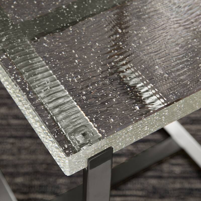 Vardo Stainless Steel Cast Glass Top Table by iNSPIRE Q Modern