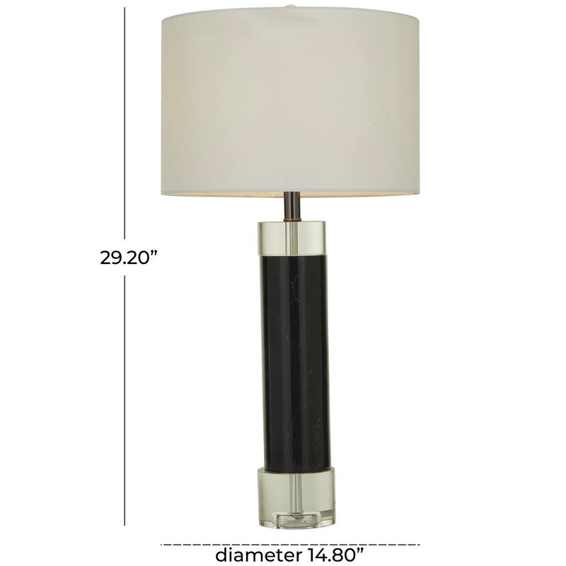 Black Marble Slender Stand Room Table Lamp with Drum Shade