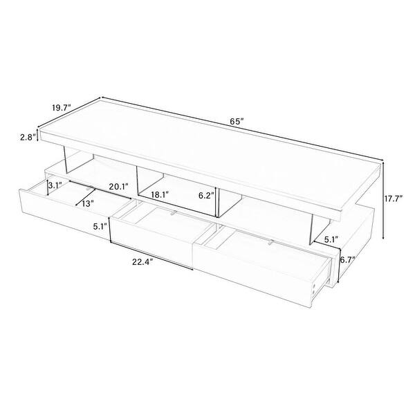 Modern LED TV Stand for 70 inch TV with Shelves and Storage Drawers